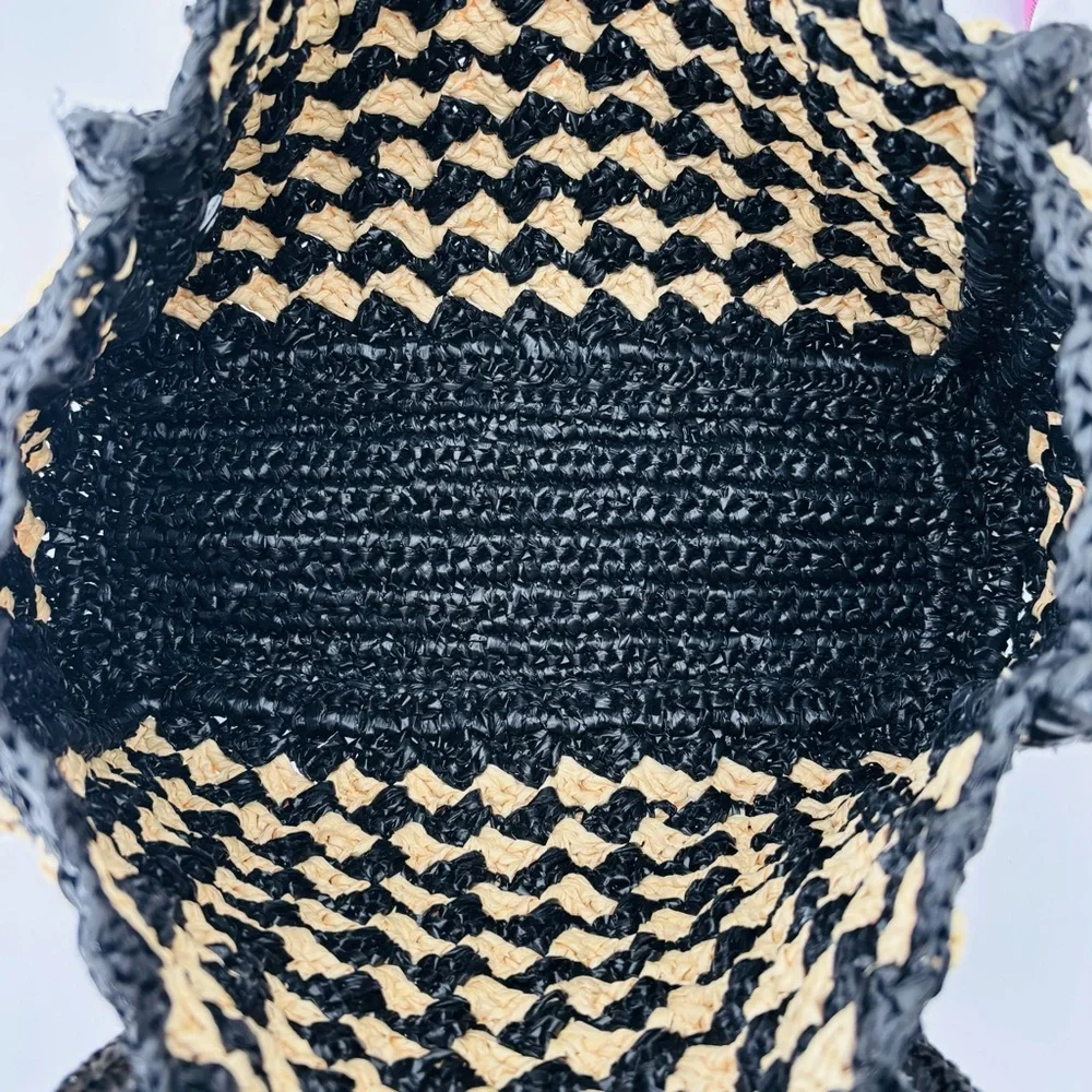 Kate Spade New York High Tide Medium Tote Bag NWOT Striped Crochet Raffia
